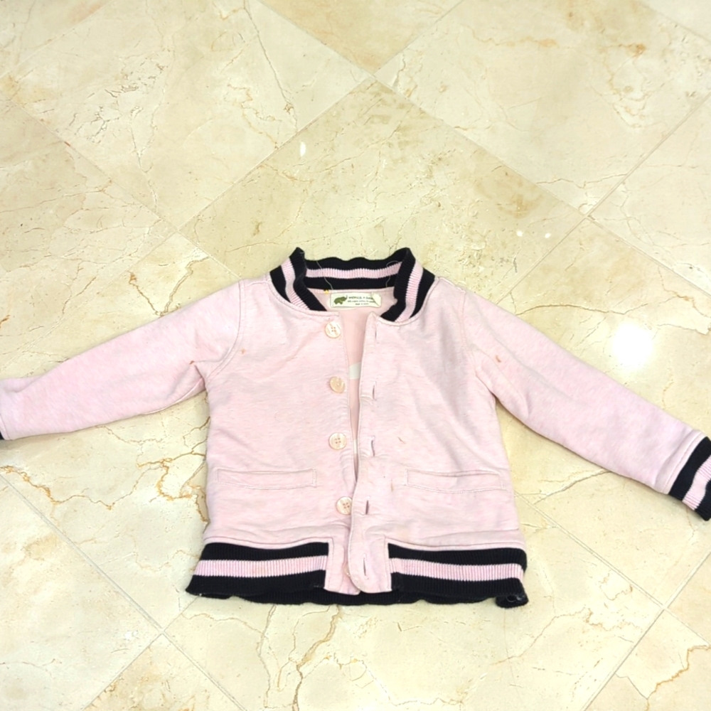 Monica & Andy pink swan jacket Size 2T